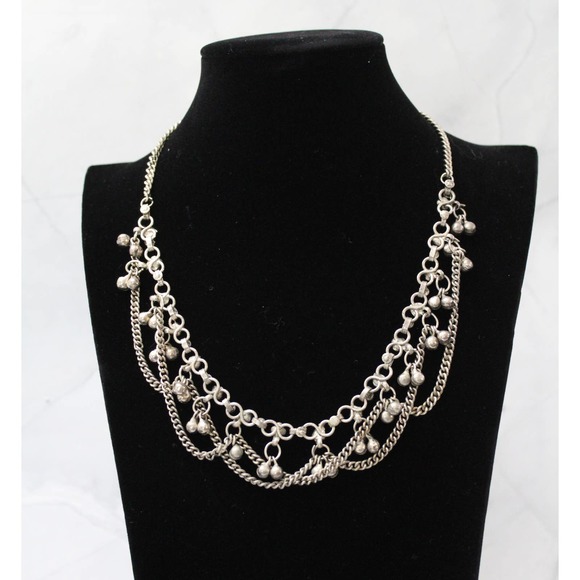 Vintage Very Unique Silver Toned Multilayer Necklace N68 - Picture 3 of 4